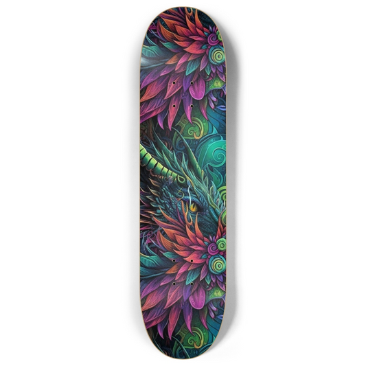Floral Dragon Skateboard (8")
